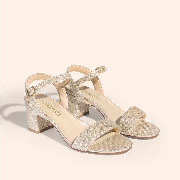 Women’s Wide-Toe Single-Strap Block Heel Sandals - GOLD - 2