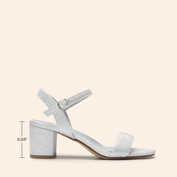 Women’s Wide-Toe Single-Strap Block Heel Sandals - SILVER - 1