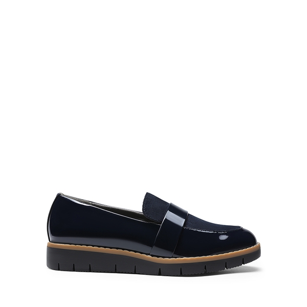 Women’s Classic Vegan Leather Loafers - NAVY-PAT - 1