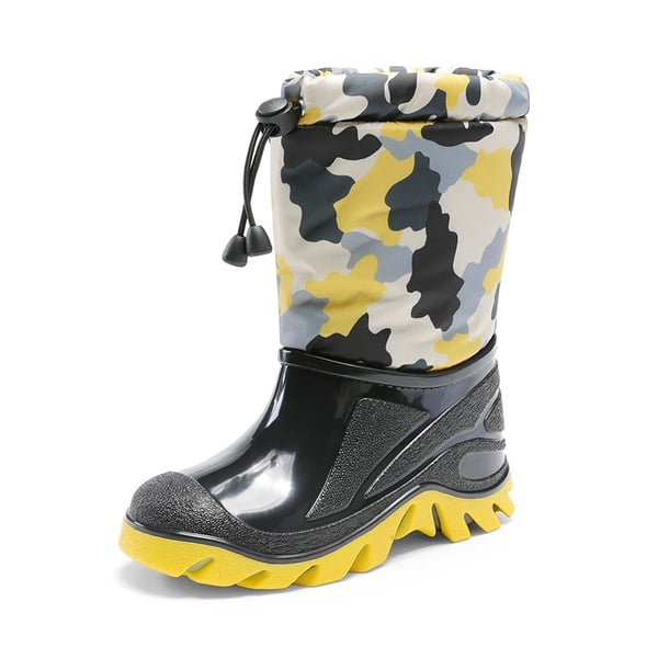 Kids’ Camo Waterproof Winter Snow Boots - YELLOW/BLACK -  0