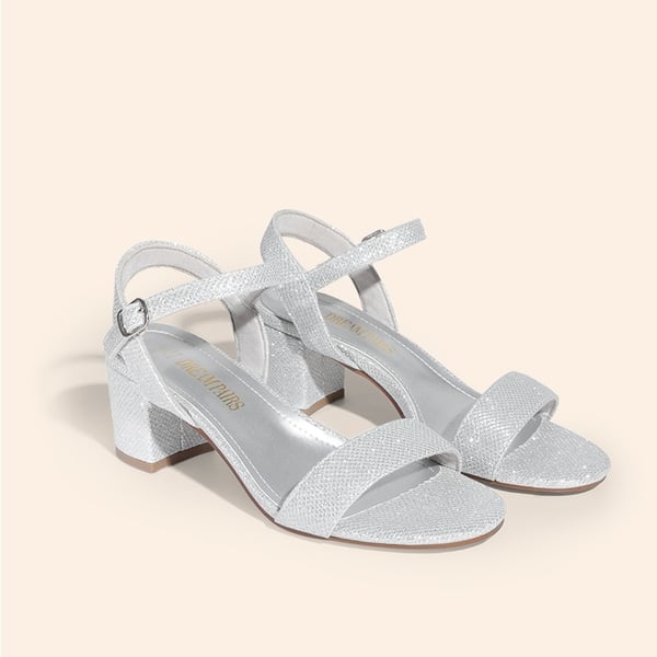 Women’s Wide-Toe Single-Strap Block Heel Sandals - SILVER - 2