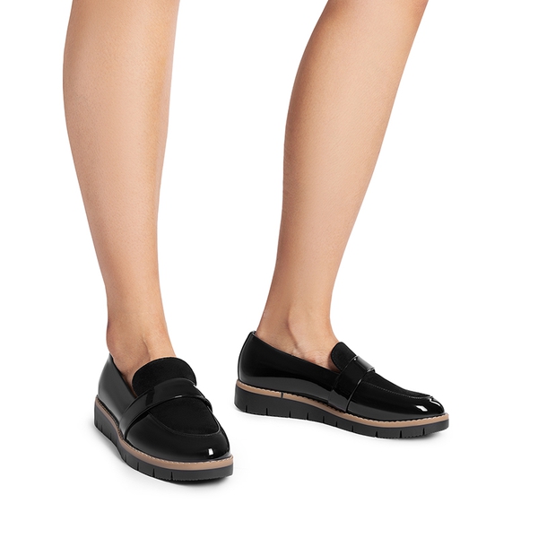 Women’s Classic Vegan Leather Loafers - BLACK-PAT - 6