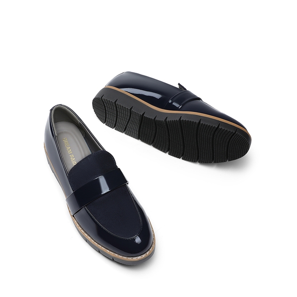 Women’s Classic Vegan Leather Loafers - NAVY-PAT - 3
