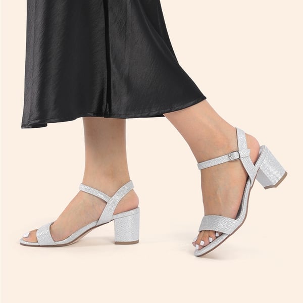 Women’s Wide-Toe Single-Strap Block Heel Sandals - SILVER - 7