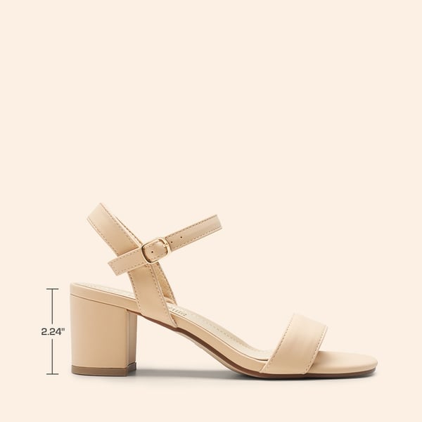 Women’s Wide-Toe Single-Strap Block Heel Sandals - NUDE - 1