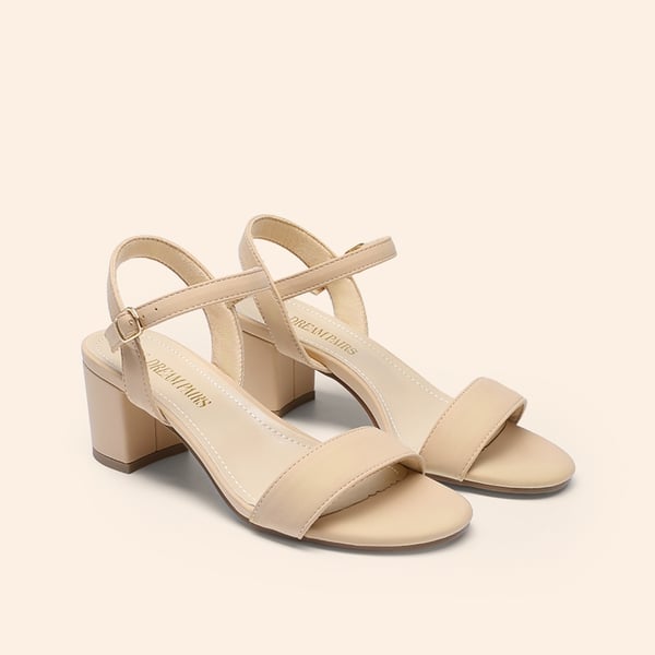 Women’s Wide-Toe Single-Strap Block Heel Sandals - NUDE - 2