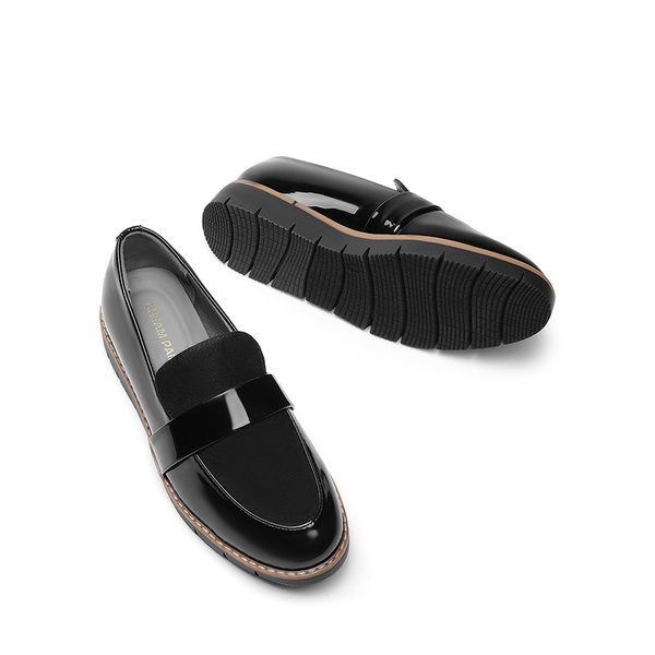 Women’s Classic Vegan Leather Loafers - BLACK-PAT - 3