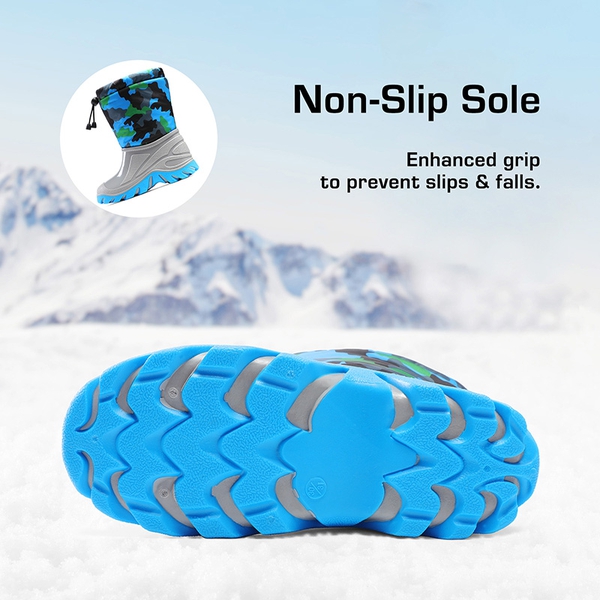 Kids’ Camo Waterproof Winter Snow Boots - BLUE/GRAY - 2