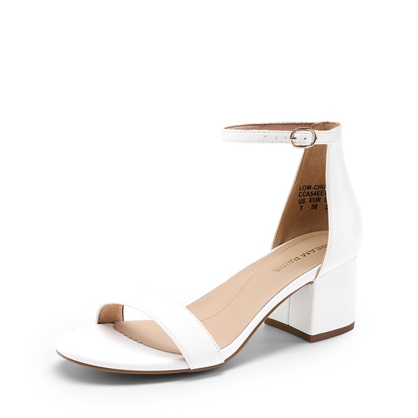 Women’s Wide-Toe Adjustable Buckle Low-Heel Sandals - WHITE -  0