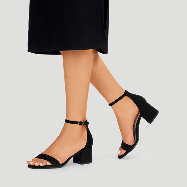Women’s Wide-Toe Adjustable Buckle Low-Heel Sandals - BLACK - 6