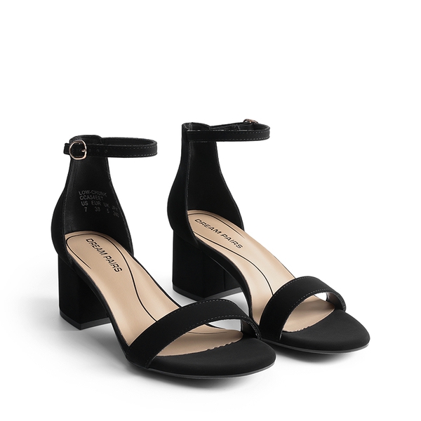 Women’s Wide-Toe Adjustable Buckle Low-Heel Sandals - BLACK - 2