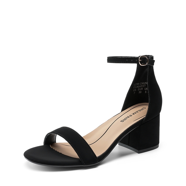 Women’s Wide-Toe Adjustable Buckle Low-Heel Sandals - BLACK -  0