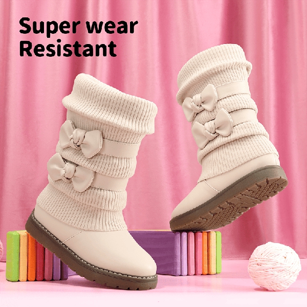 Mid Calf Faux Fur Lined Girls Snow Boots - APRICOT - 1