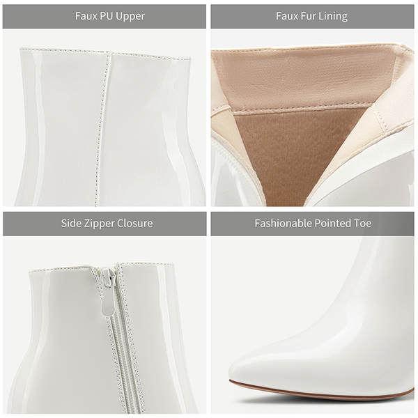 Sianna Chunky High Heel Ankle Booties - WHITE-PAT - 2