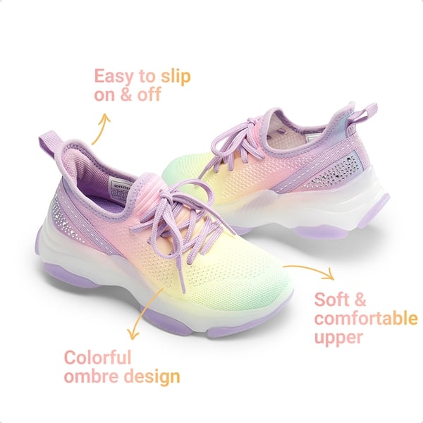 [Sparkle Pop] Kids Jelly Sole Lightweight Slip-On Sneakers - RAINBOW PURPLE - 4