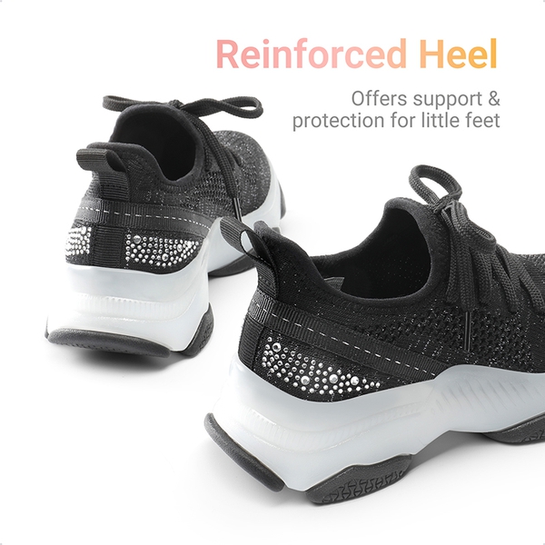 [Sparkle Pop] Kids Jelly Sole Lightweight Slip-On Sneakers - BLACK - 2