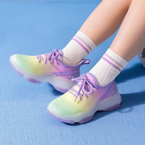 [Sparkle Pop] Kids Jelly Sole Lightweight Slip-On Sneakers - RAINBOW PURPLE - 7