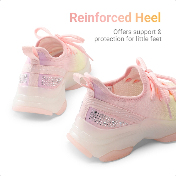 [Sparkle Pop] Kids Jelly Sole Lightweight Slip-On Sneakers - RAINBOW  PINK - 2