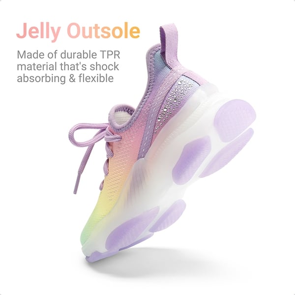 [Sparkle Pop] Kids Jelly Sole Lightweight Slip-On Sneakers - RAINBOW PURPLE - 3