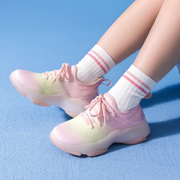 [Sparkle Pop] Kids Jelly Sole Lightweight Slip-On Sneakers - RAINBOW  PINK - 7