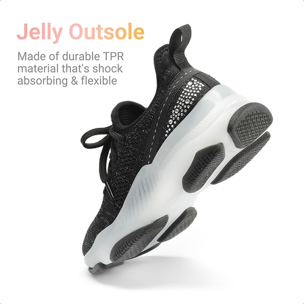 [Sparkle Pop] Kids Jelly Sole Lightweight Slip-On Sneakers - BLACK - 3