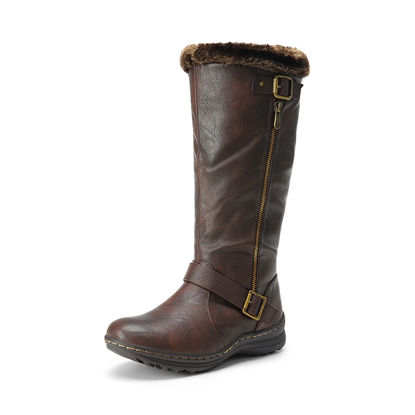 Women’s Faux Fur Lined Knee-High Boots - BROWN/PU -  0