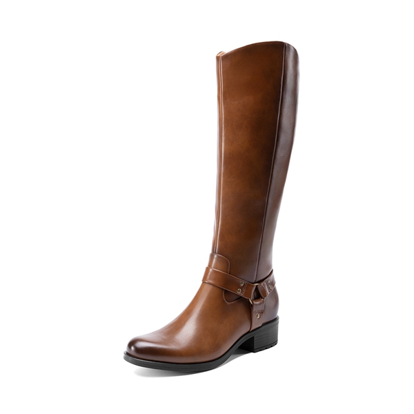 LIGHT BROWN Side Zipper Buckle Riding Boots-dreampairs