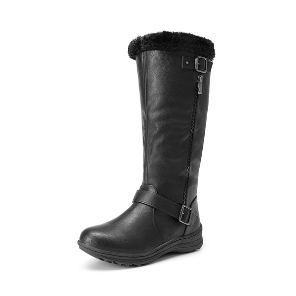Women’s Faux Fur Lined Knee-High Boots - BLACK/PU -  0