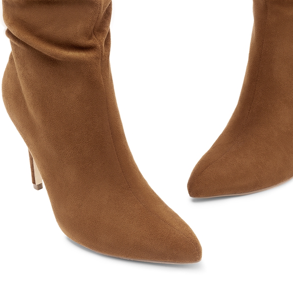 Women’s Slouch Stiletto Knee-High Boots - BROWN-SUEDE - 3