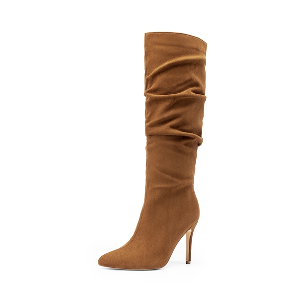 Women’s Slouch Stiletto Knee-High Boots - BROWN-SUEDE -  0