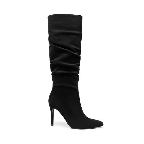 Women’s Slouch Stiletto Knee-High Boots - BLACK-SUEDE - 1