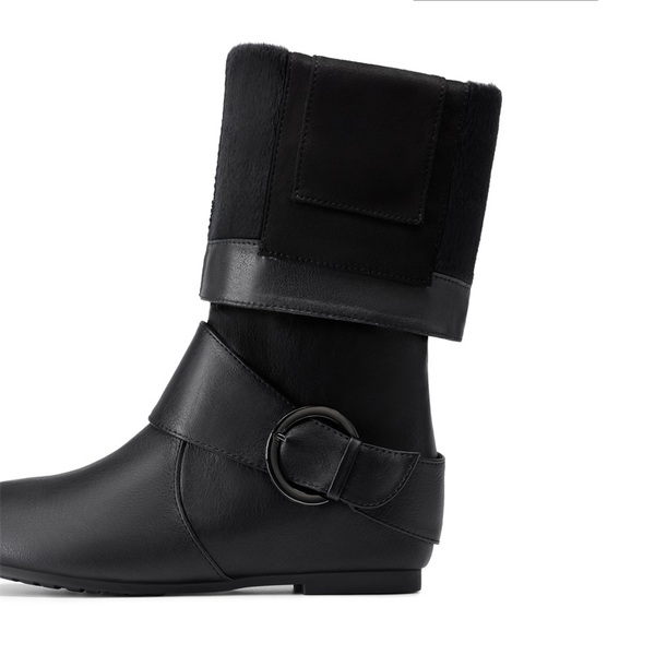 Low Heel Knee High Boots - BLACK - 3