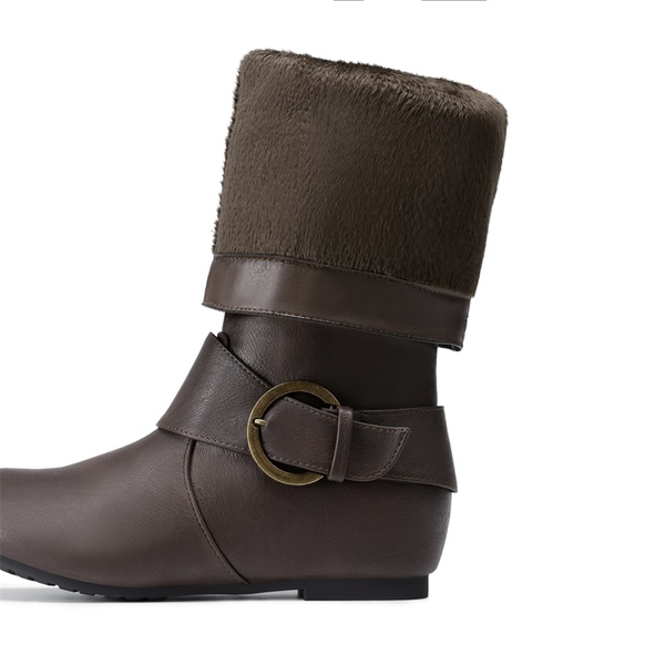 Low Heel Knee High Boots - BROWN - 3