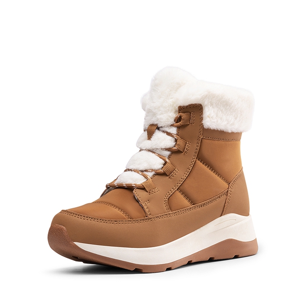 Faux Fur Winter Ankle Boots - CHESTNUT -  0