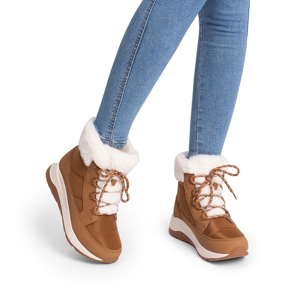 Faux Fur Winter Ankle Boots - CHESTNUT - 5
