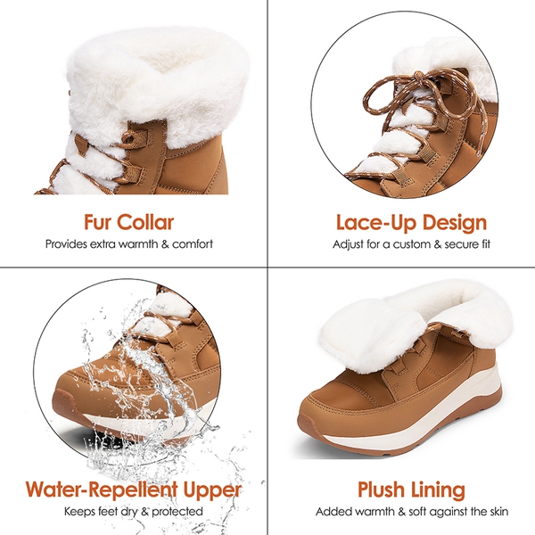 Faux Fur Winter Ankle Boots - CHESTNUT - 3