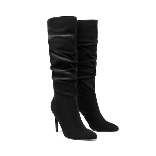 Women’s Slouch Stiletto Knee-High Boots - BLACK-SUEDE - 2