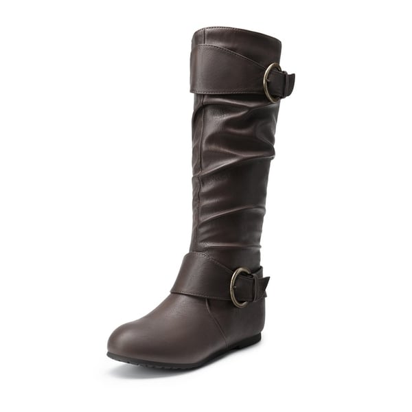 Low Heel Knee High Boots - BROWN -  0