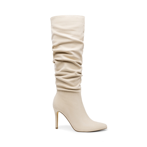 Women’s Slouch Stiletto Knee-High Boots - BEIGE-SUEDE - 1