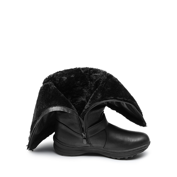 Women’s Faux Fur Lined Knee-High Boots - BLACK/PU - 2