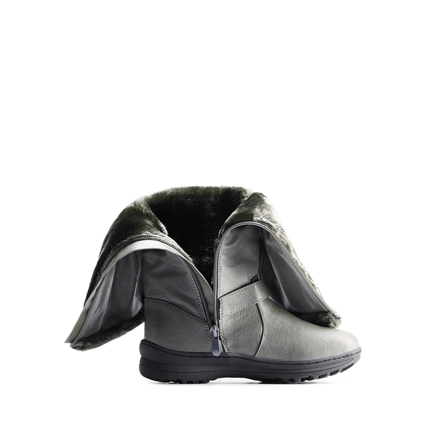 Women’s Faux Fur Lined Knee-High Boots - GREY/PU - 2