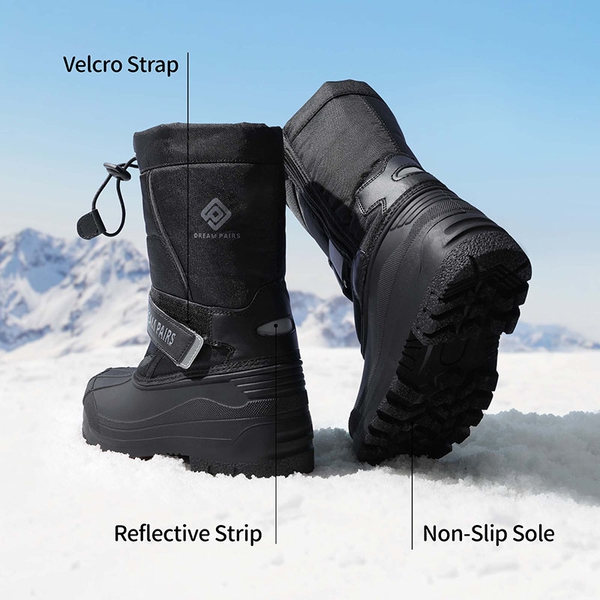 Girls & Boys Waterproof Snow Boots - BLACK - 3