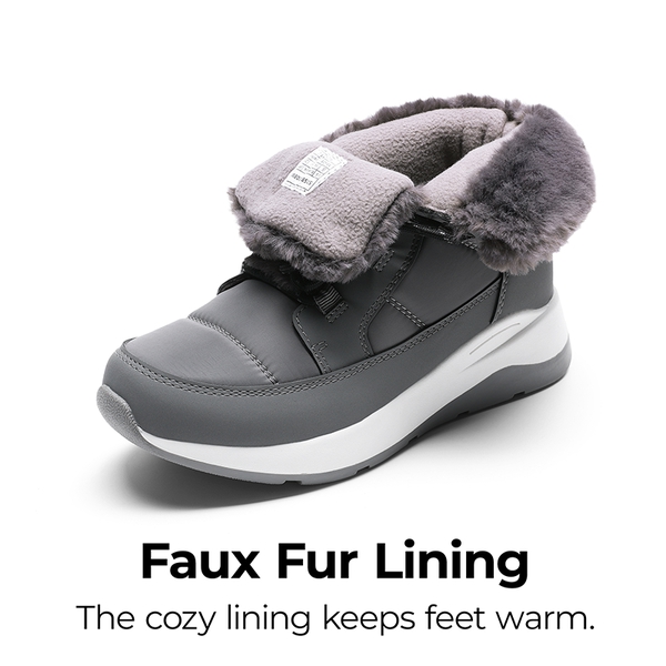 Faux Fur Winter Ankle Boots - DARK GREY - 3