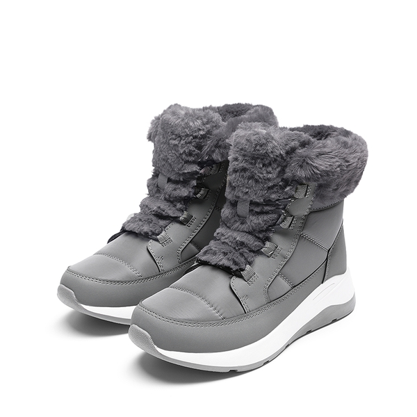 Faux Fur Winter Ankle Boots - DARK GREY - 1