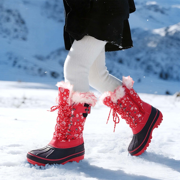 Kids Waterproof Snow Boots - RED/BLACK - 5
