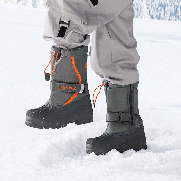 Girls & Boys Waterproof Snow Boots - GREY - 4
