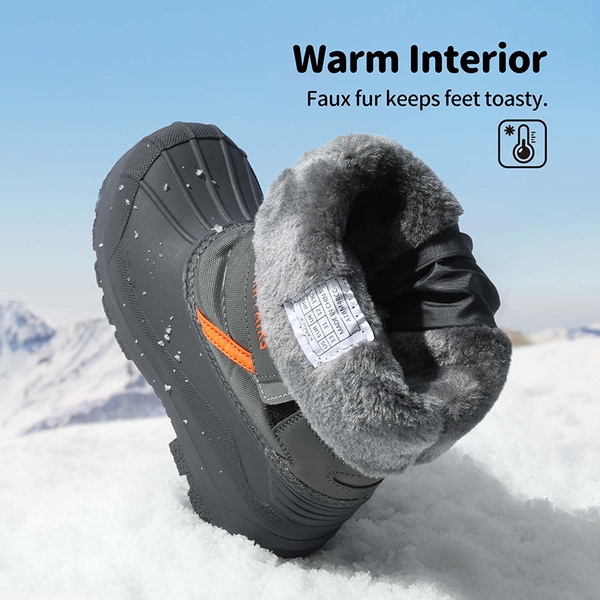 Girls & Boys Waterproof Snow Boots - GREY - 2