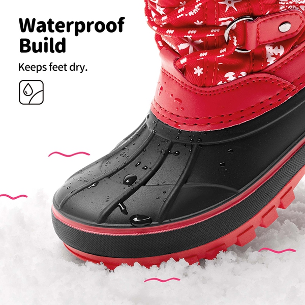 Kids Waterproof Snow Boots - RED/BLACK - 1
