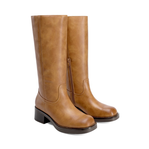 [Brynn] Women’s Square Toe Knee-High Boots - TAN - 6