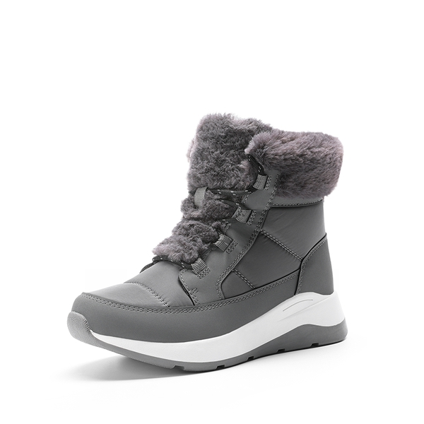 Faux Fur Winter Ankle Boots - DARK GREY -  0